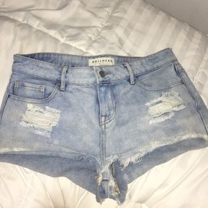 Bullhead denim low rise distressed jean shorts
